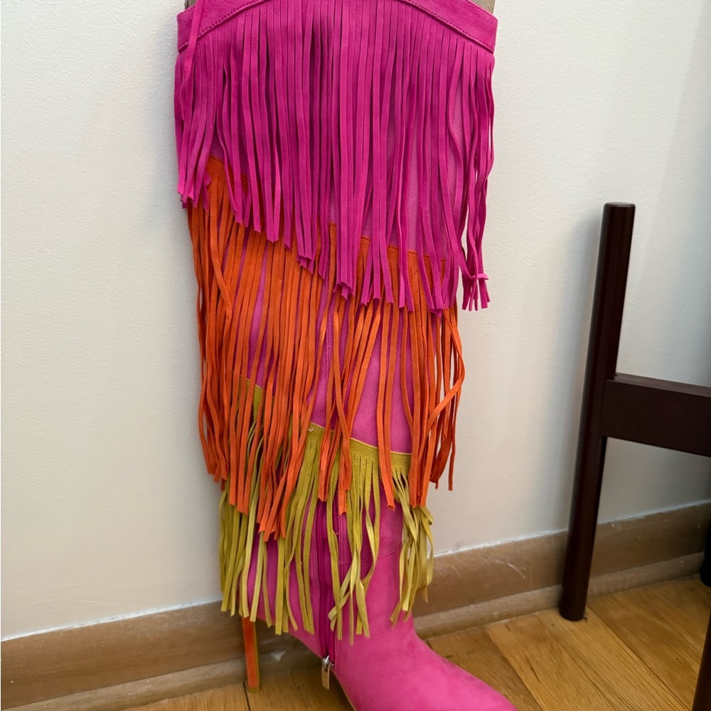 Nine West Pink and Orange Over the Knee Boots